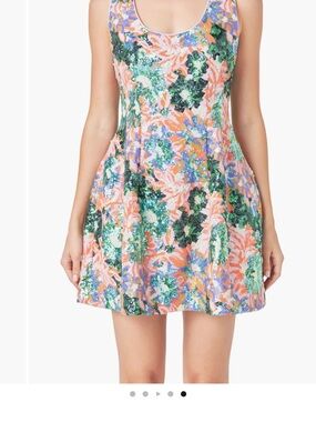 NWT Floral Sequin Scoop-Neck Mini Dress - Pink Multi Nordstrom retails $380